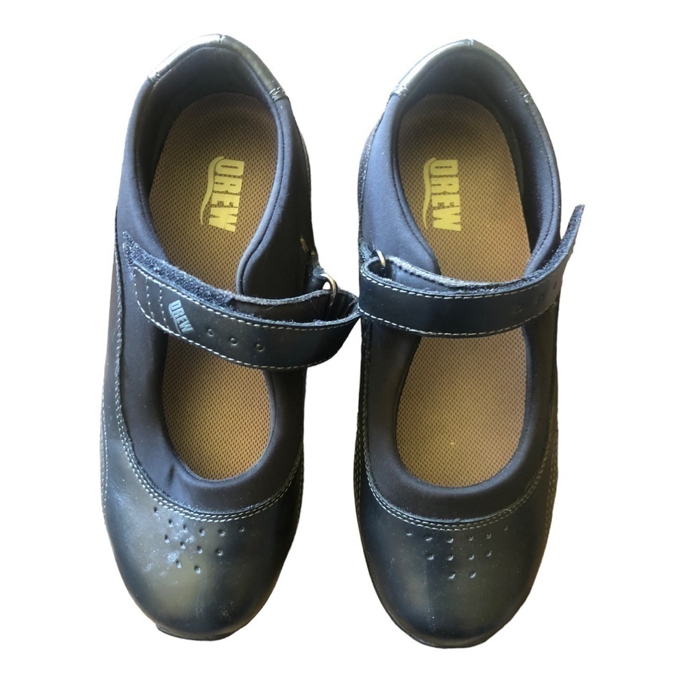 Drew Shoes Women's Rose 7 1/2 Wide Mary Jane Black Leather Orthopedic Slip On